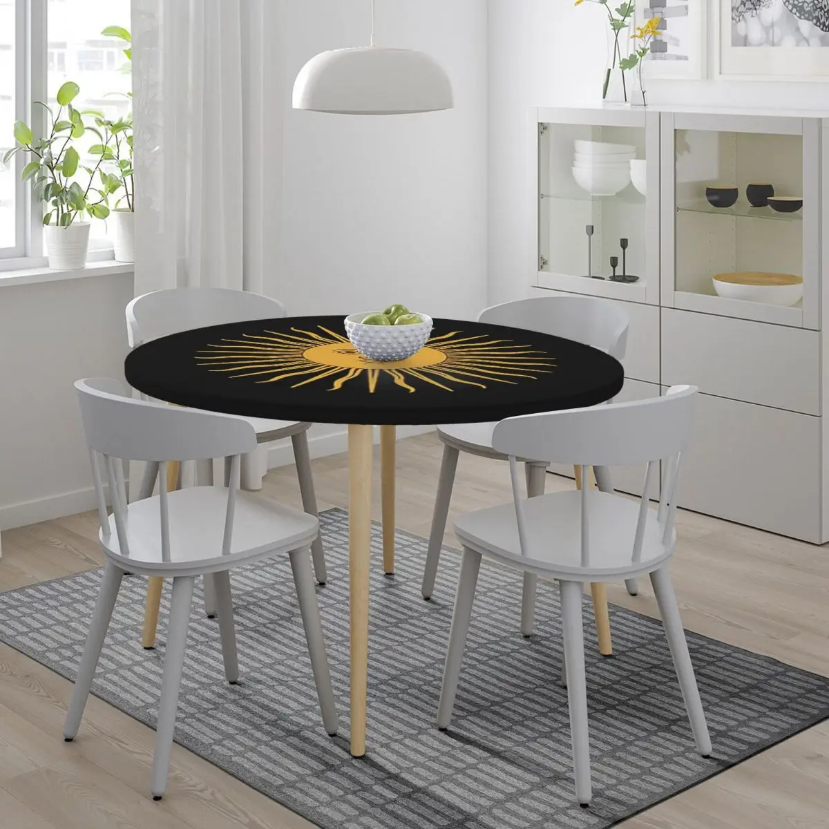 Sun Of May Flag Of Argentina Waterproof Round Tablecloth Oilproof Table Cloth for Kitchen Events Dining Table Cover