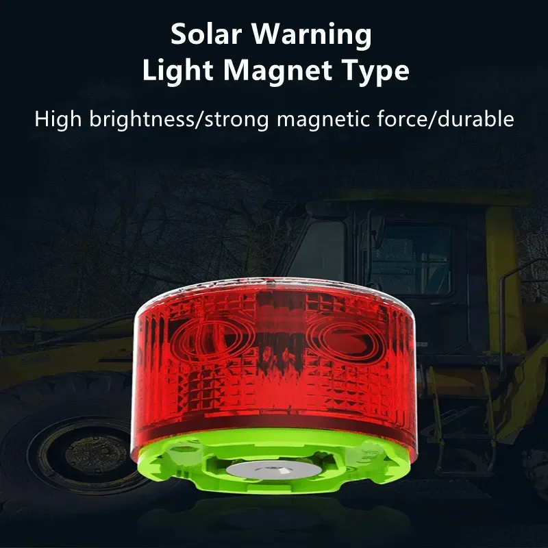 1 pz ad energia solare led spia camion lampeggiante forte gru magnetica tetto notte ostruzione magnetica luce lampeggiante