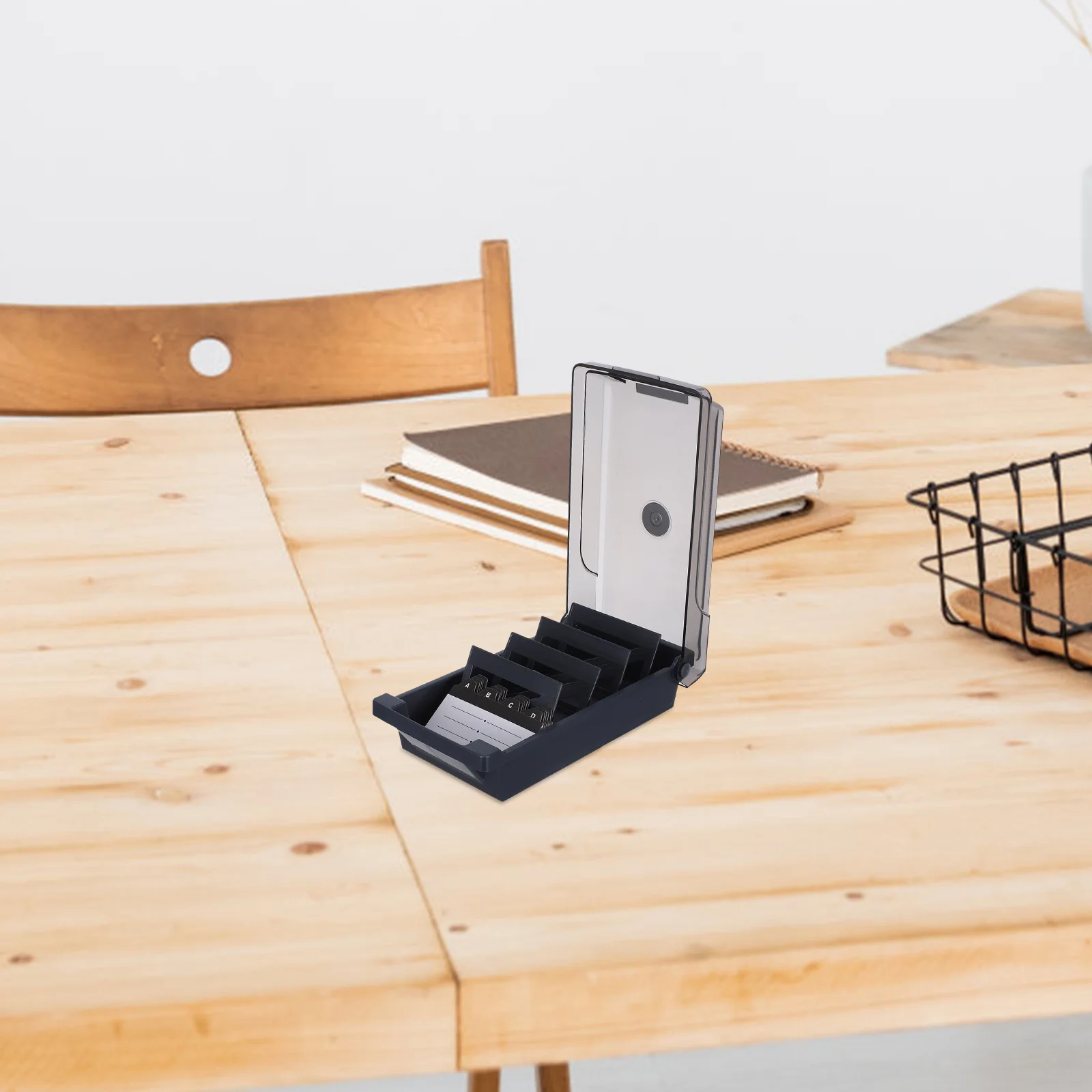 Business Card Organizer Transparent Cover Large Capacity Business Card Storage Box Office Desk Organizer Holder Stand