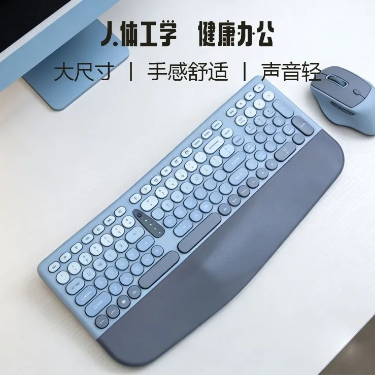 Ergonomic Wireless Keyboard Mouse Combo Built In Wrist Rest V Shaped Key Quiet Layout Bluetooth Or G Office Desktop