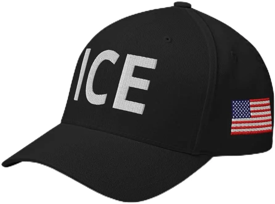 

ICE Hat Embroidered Structured Flex Fit Baseball Cap US Immigration Customs Border Hat