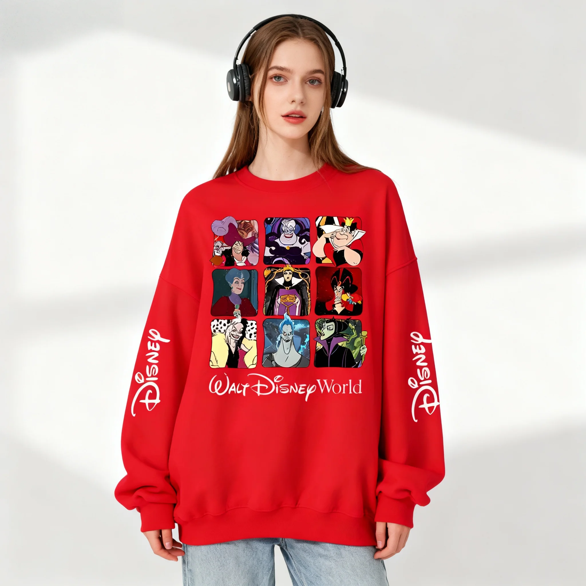 سترة ديزني ذات 9 شبكات من سلسلة شخصيات الرسوم المتحركة كبيرة الحجم للخريف والشتاء برقبة دائرية مع قلنسوة للبالغين والأطفال #3