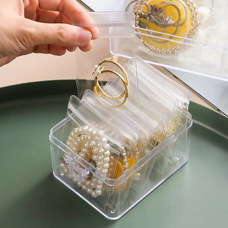 

10Pcs Jewelry Storage Bag Box Anti-Oxidation Transparent Jewelry Organizer for Earring Necklace Bracelet Ring Holder Ziplock Bag