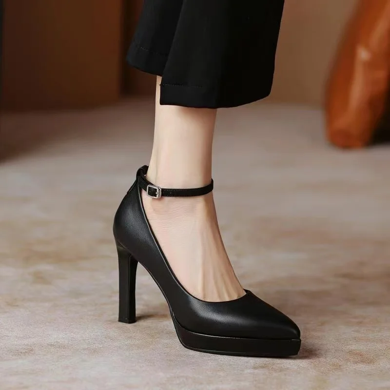 BCEBYL Spring and Autumn Casual Fashion Pointed Toe Elegant Sexy Comfortable Buckle Banquet Wedding Stiletto Heel