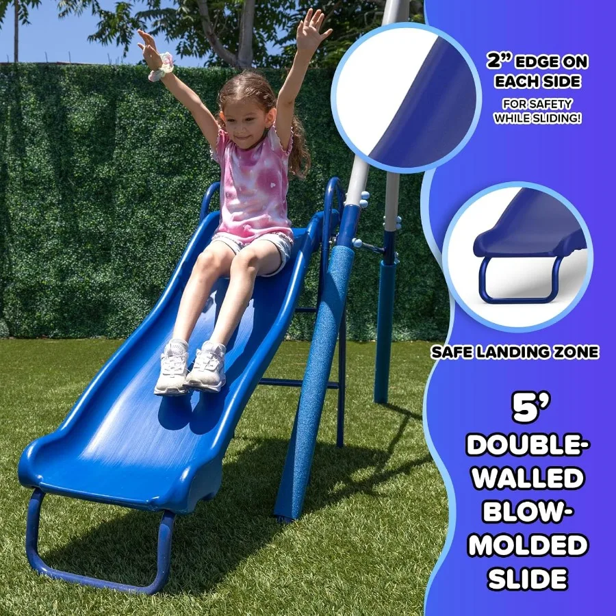 Arcadia Swing Set Outdoor HeavyDuty Metal Playset for with Slide
