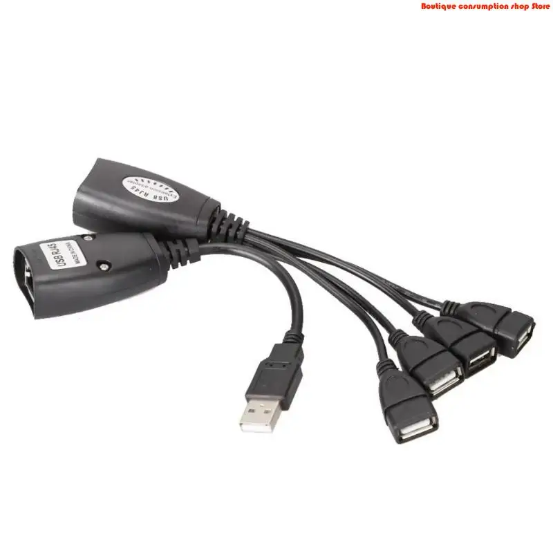 L9NA Plugs and Play USB Over Cat6 Cable USB RJ45 Extender with 50m Ranges for Printers, Camera Computers, Mobile Phones