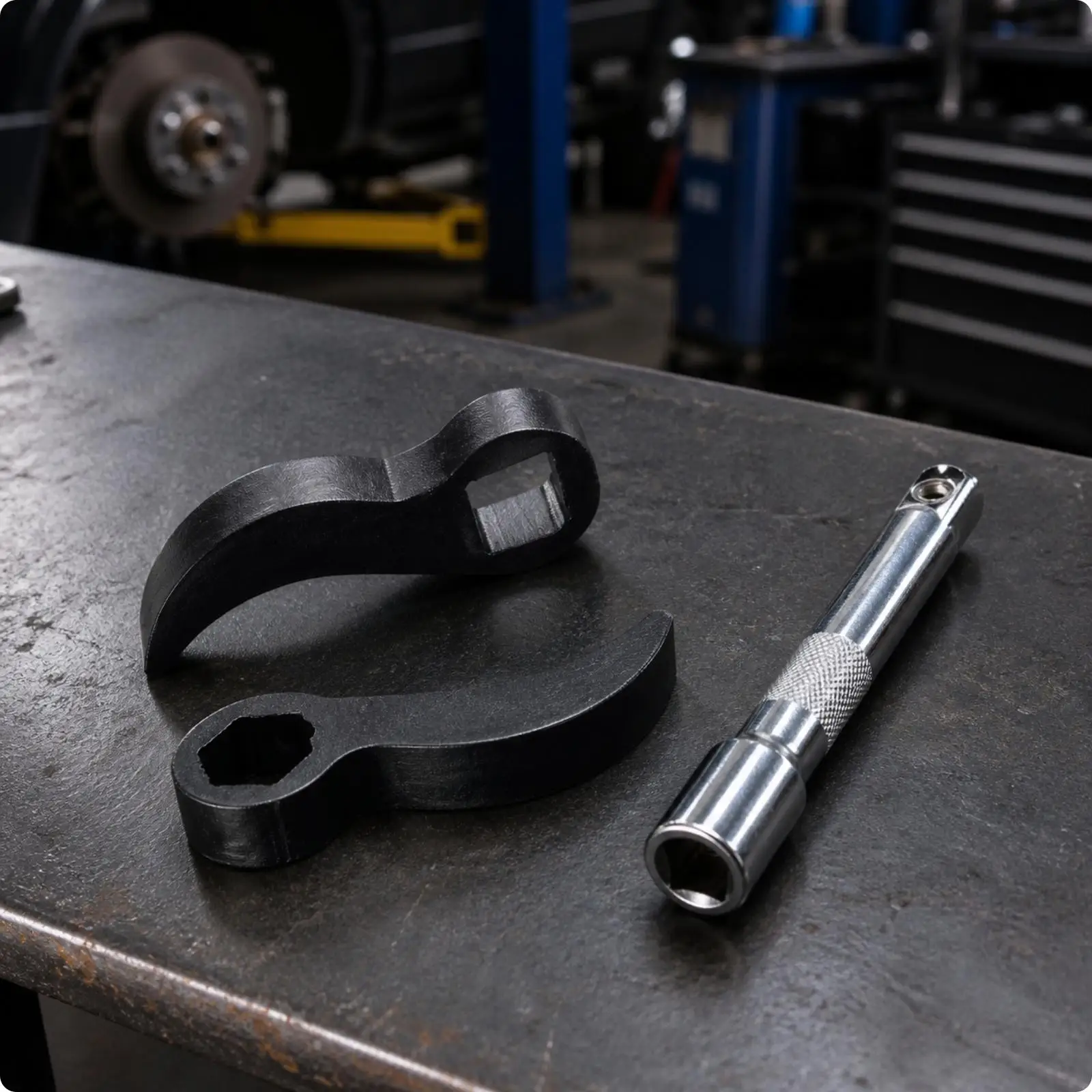 Hook Shaped Axle Removal Tool with Chrome Rod for Car Mechanic Use in Confined Workshop Areas