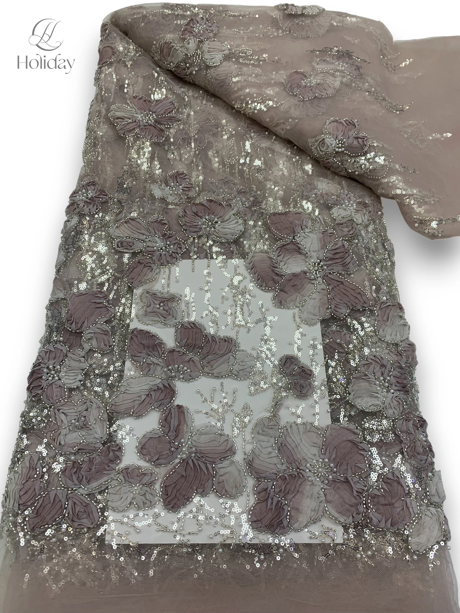 

Горячая распродажа! Сверкающая кружевная ткань с 3D-вышивкой и цветочными блестками, эластичная тюлевая сетка для шитья выпускного платья, принадлежности и ткани