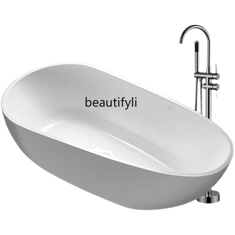 European-Style Acrylic Independent Bathtub Household Thin Edge Egg-Shaped B & B Bath Small Apartment Bathtub