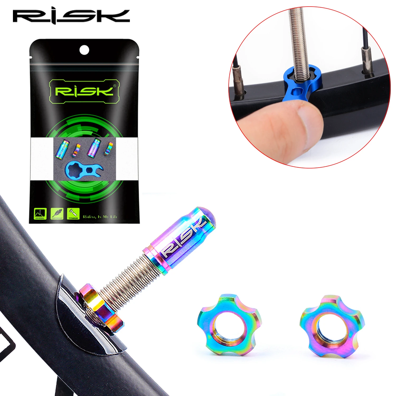 RISK Bicycle Presta Valve Cap Nut Schrader Valve Cap FV55 AV55 Mountain Bike MTB Titanium Road Bike Cycling Accessories