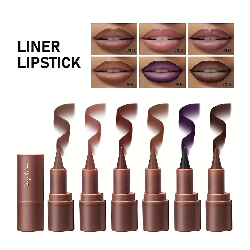 مدبب التدرج الشفاه بطانة ماتي الأسود براون المخملية أحمر الشفاه مقاوم للماء غير لزجة الكنتوري تينت قلم تحديد الشفاه تلوين الشفاه ماكياج #2