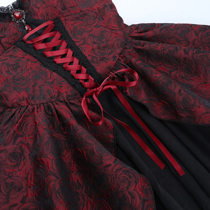 A-Line Lace Bandage Gothic Mini Dress Outfits Mall Goth Embellished Bow  Lace Up Jacquard Dresses Women Party Clubwear - AliExpress 200000345