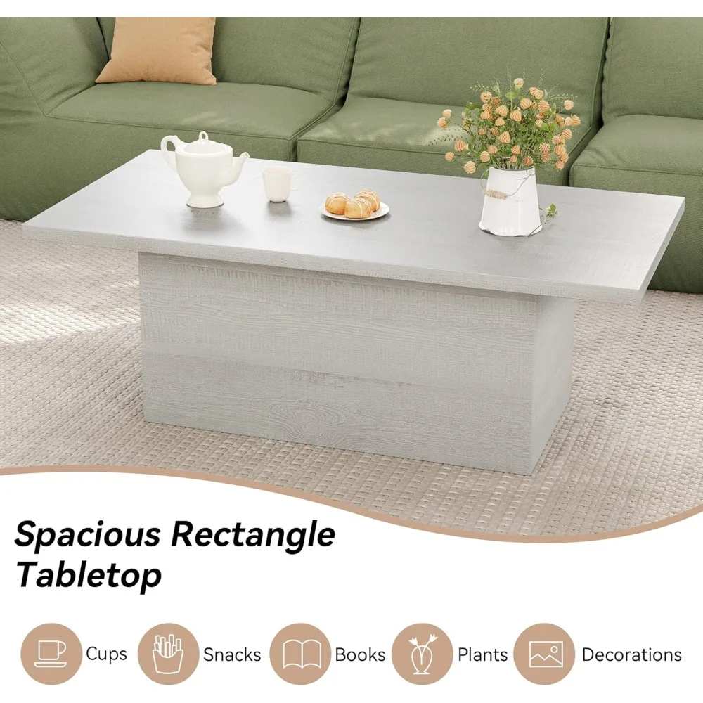 Modern 47.25-Inch Engineered Wood Coffee Table for Living Room and Home Office, Farmhouse Style Rustic Centerpiece