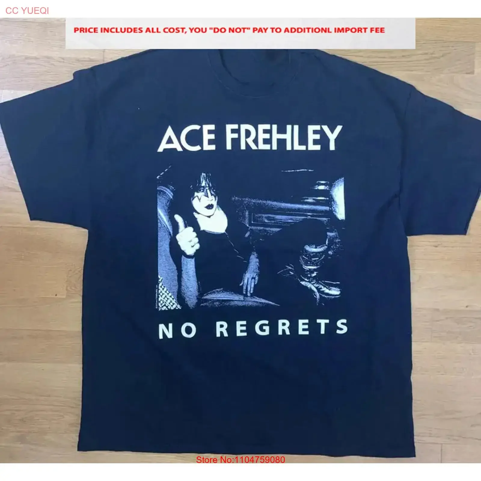 Ace Frehley No Regrets  Black S 5XL T Shirt XS168 vintage Washed Versatile Top For Everyday Wear streetwear Stretched Casual