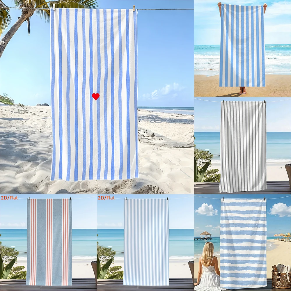 1PC Classic Stripe Beach Towels Suitable for yoga, swimming, camping, big bath towels, essential travel accessories
