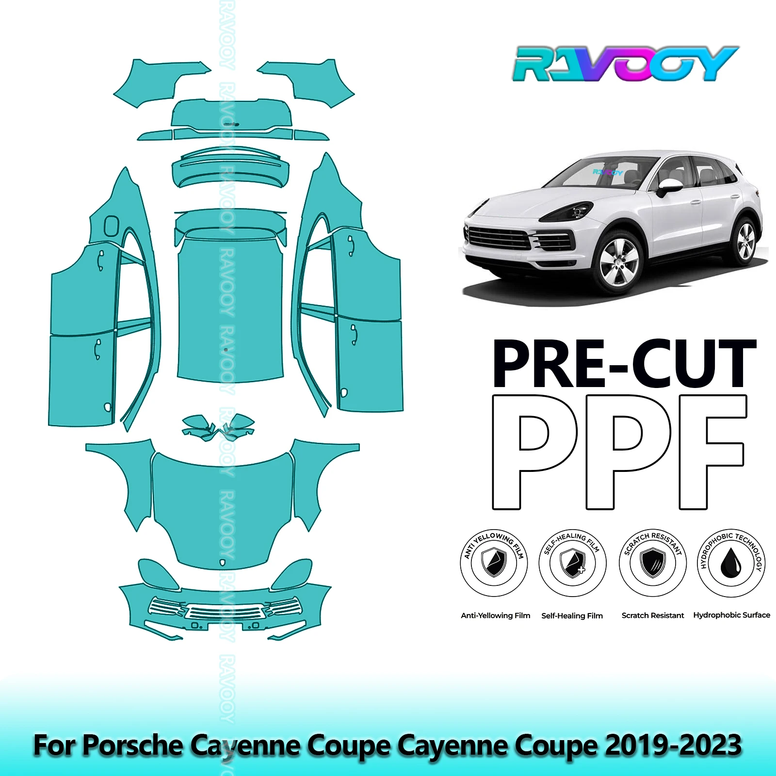 

8.5Mil Precut PPF Paint Protection Film Full Vehicle Clear Bra For Porsche Cayenne Coupe Cayenne Coupe 2019-2023