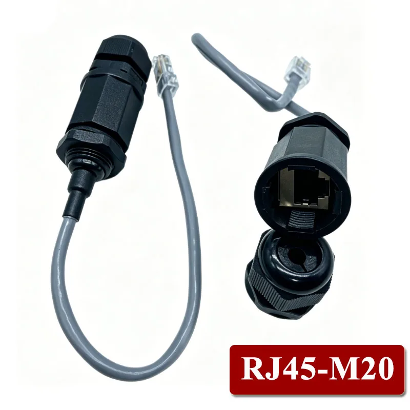 Outdoor RJ45 Network Connectors IP67 M20/22 Aviation Plug with 25cm Wire Rj45 Crystal Head Socket Cat5 Network Cable Waterproof