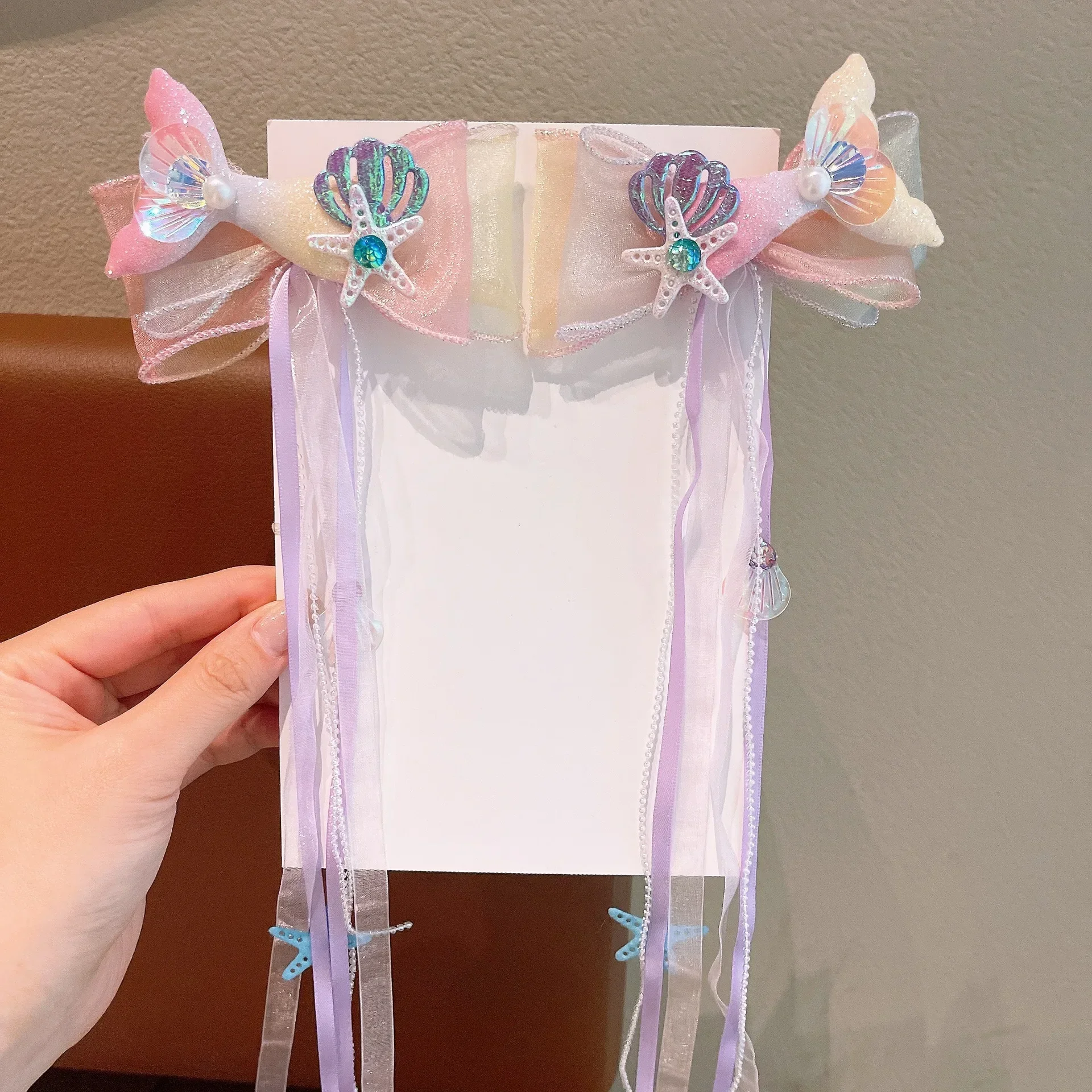 1 Paar verträumte Meerjungfrau-Feen-Haarspange mit Schleifenriemen, Feen-Air-Mesh-Seitenclip, Kinder-Prinzessin-Haarschmuck, Alltags-/Party-Stil – Detail 11