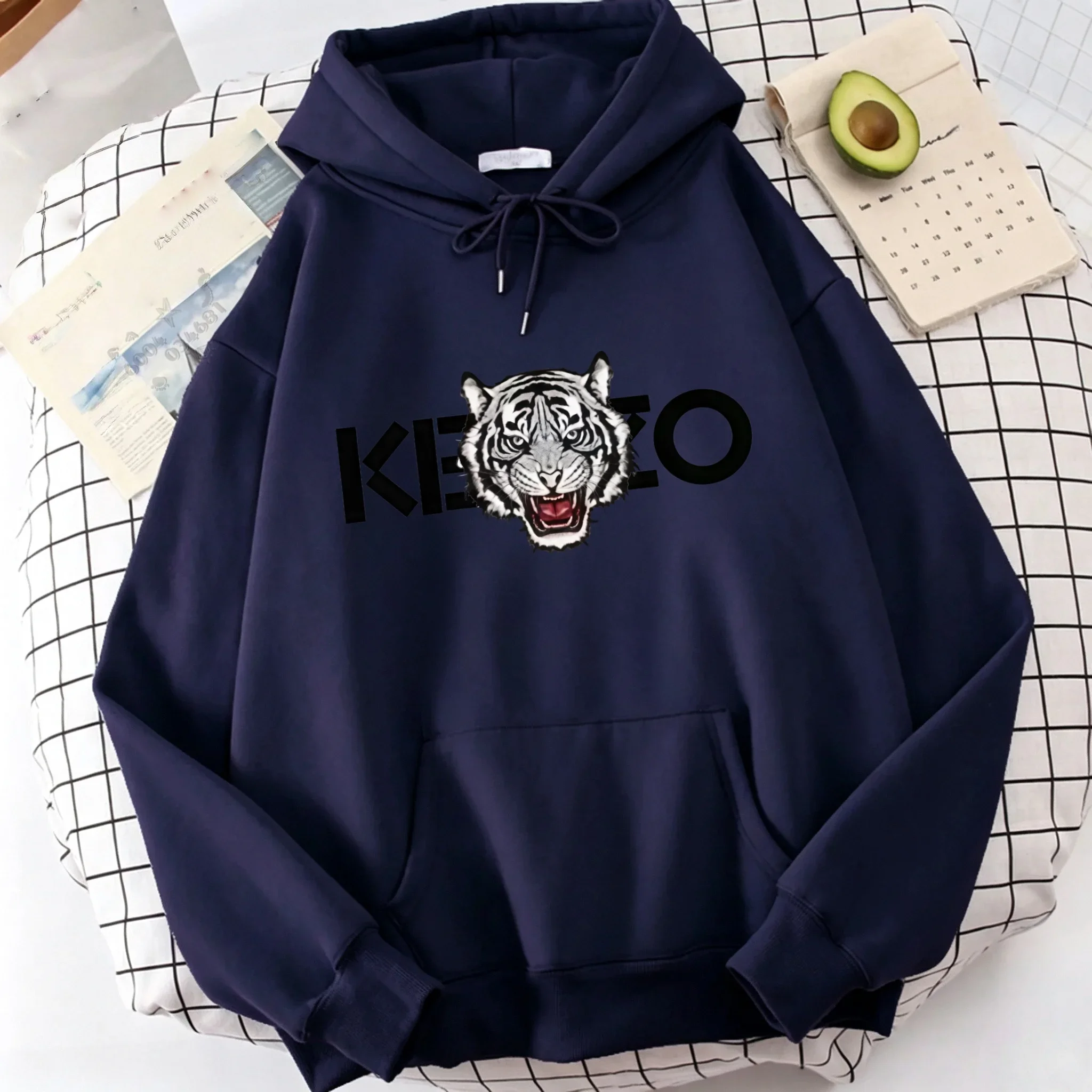 Sudadera con capucha para invierno y otoño, con estampado de cabeza de tigre. Camiseta de manga larga con capucha