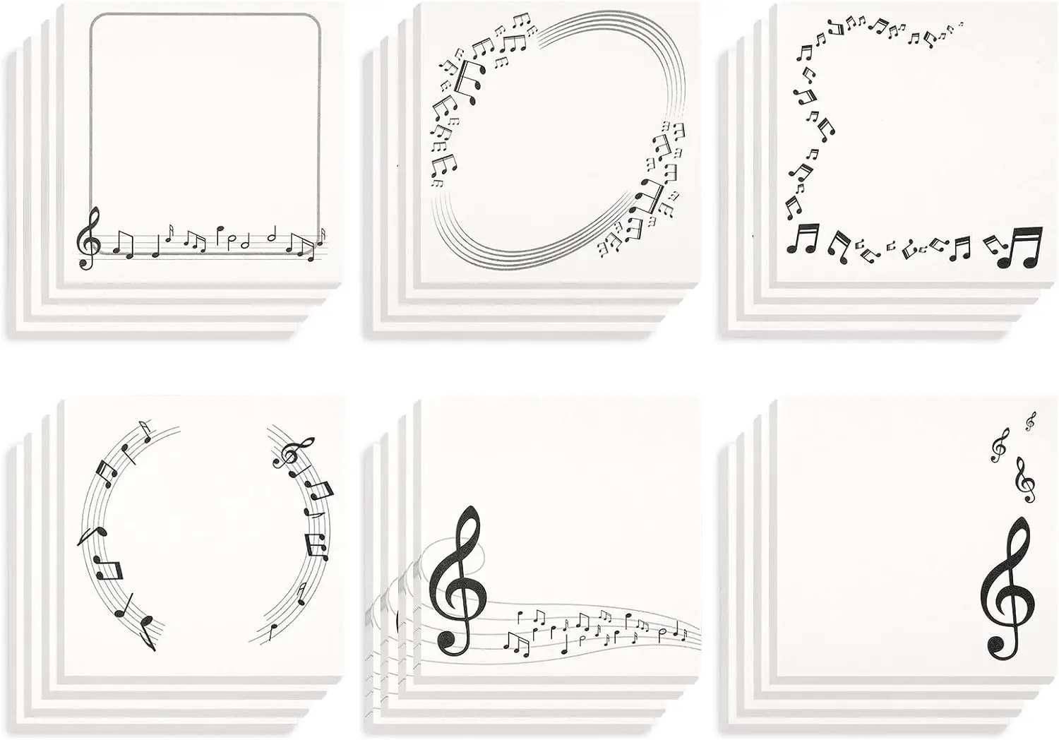 6Pcs Minimalist Sticker Cute Musical Note Sticky Notes Self adhesive N time Stickers Memo Pads School Office Stationery Supplies