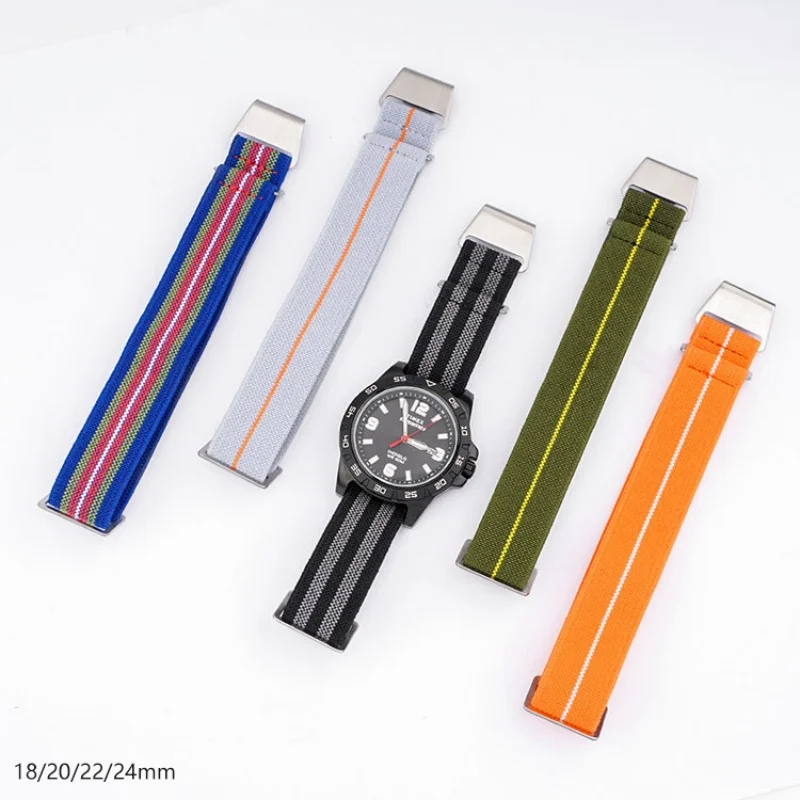 

18mm 20mm 22mm 24mm Nylon Elastic Woven Watch Strap Replacement for Women Men Universal Watch Bracelet Accessories with Tool