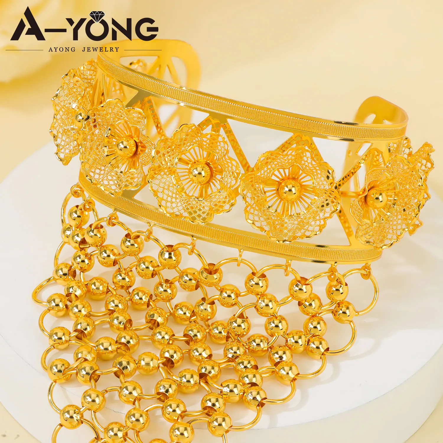 Äthiopisches Brautschmuck-Set Habesha Mode Hohles Armband mit Ring Ohrringe Afrikanischer Damenschmuck für Veranstaltungen und Partys – Detail 8