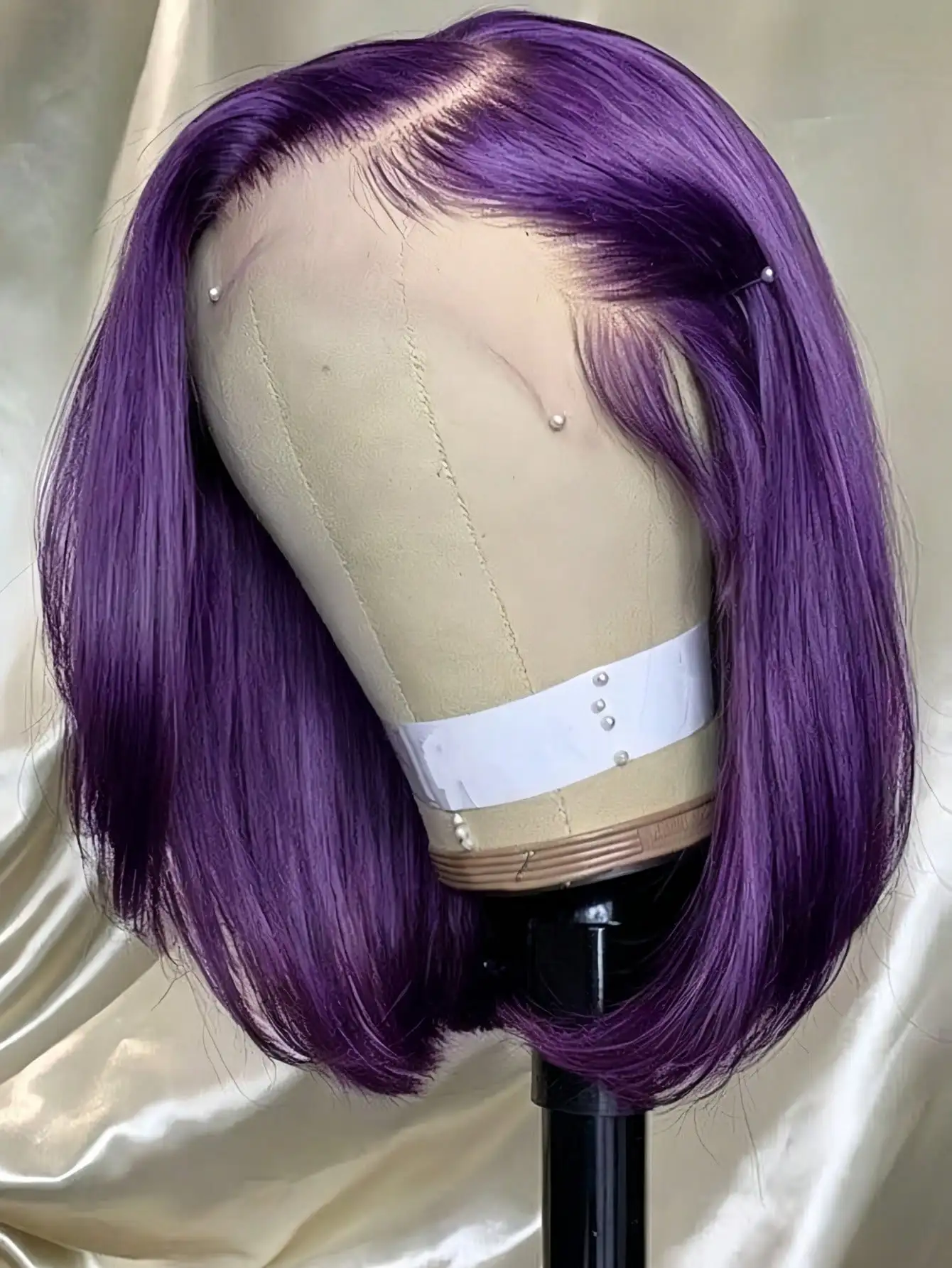 Purple Lace Front Wigs Human Hair 200 Density Short Bob Wig for Women Purple Colored Bob Lace Front Wigs 13x4 HD Lace Front Wig Human Hair Dark Purple Bob Wigs Pre Plucked with Baby Hair for Daily Holiday Christmas Valentine's Day Party