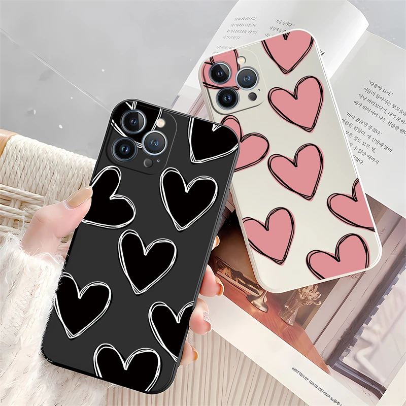 For Vivo X80 X70 Pro Case Cover Cute Fashion New Love Heart Matte Soft Silicone Cover For Vivo X90 X60 X50 X30 Pro Liquid Funda