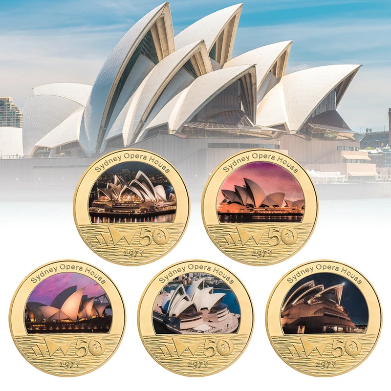 Sydney Opera House Gold Foil Commemorative Coin Famous Australian Architecture Challenge Coins Souvenirs Gifts for Collection