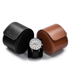 Oirlv 1Pc Watch Storage Box Luxury Travel Case Storage Bag Leather Watch Gift Box Portable Travel Single Watch Box Leather Bag