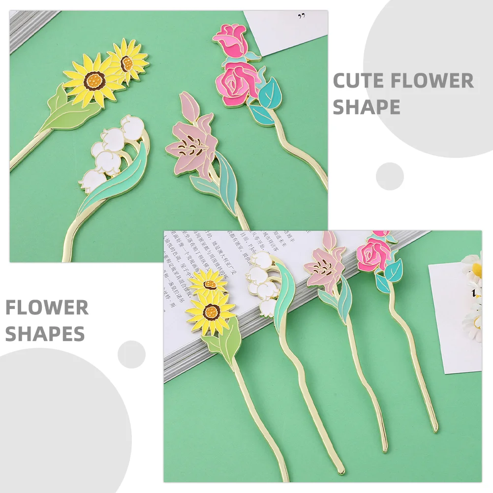 4 Uds. Marcapáginas estéticos, marcapáginas de flores de Metal, bonitos marcapáginas para mujeres, bonitos marcadores para amantes de los libros, accesorios para libros de lectura G