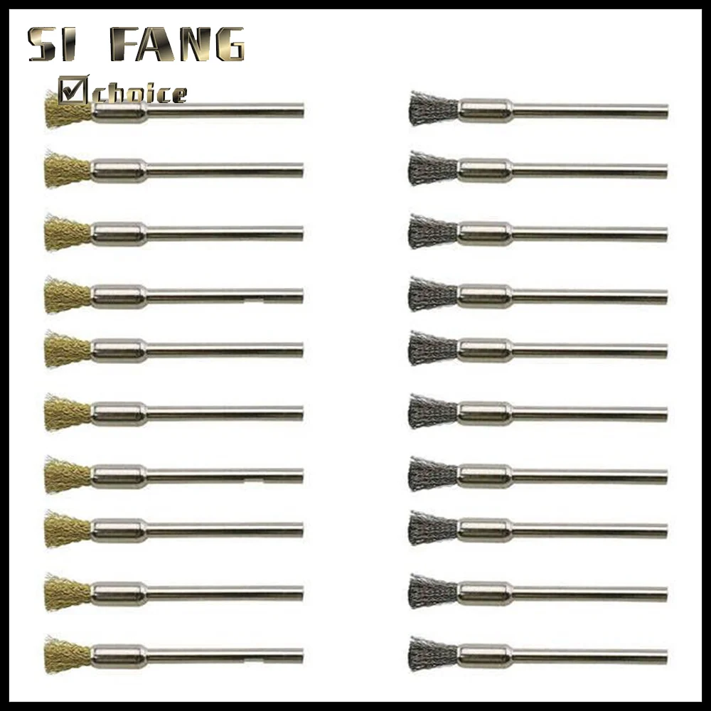 Brass & Stainless Steel Wire Brush Set Pen Shape Wire Brush Polishing Brush Rust Removal Cleaning Deburring for Metal Wood