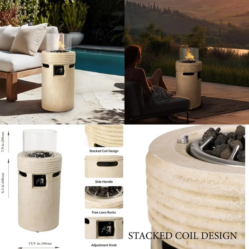 Foyer de propano para exteriores de 16 pulgadas con 50.000 BTU y rocas de lava para uso en patio