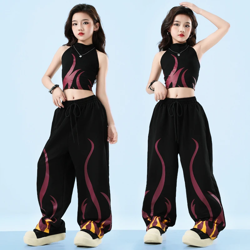 Dziewczęta Hip Hop Cool Crop Tshirt Cargo Pants Children Street Dance Hot Shorts Top Kids Streetwear Teens Costumes Jazz Clothes Sets