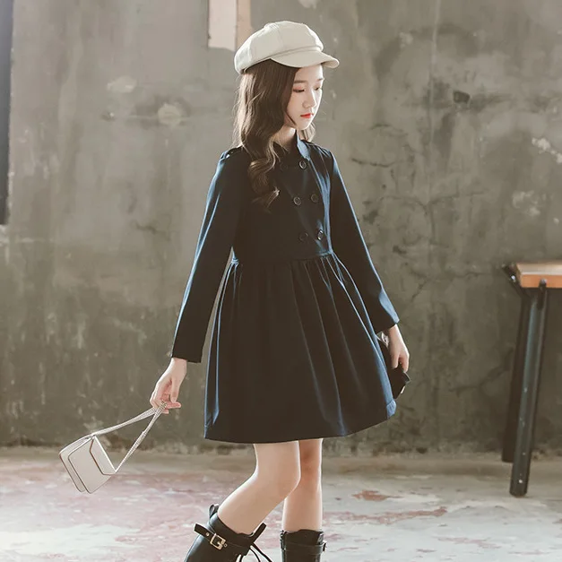 

2023 корейское весенне-осеннее детское цельное платье, детские платья для девочек, платья с длинными рукавами для девочек, платья для маленьких девочек