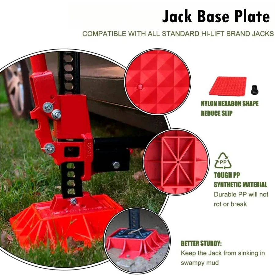 Off-Road Base Stand & Handle Keeper For Hi Lift Jack Sky Jack Trail Jack Handle Bar Protector to Reduce Jack Lifting and Sinking