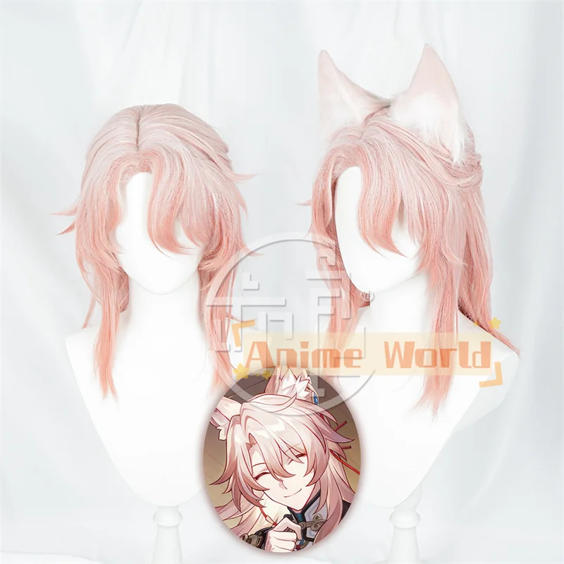 

Game Honkai Star Rail Jiaoqiu Cosplay Wig with Ears Heat Resistant Synthetic Hair Halloween Role Play Party + Wig Cap