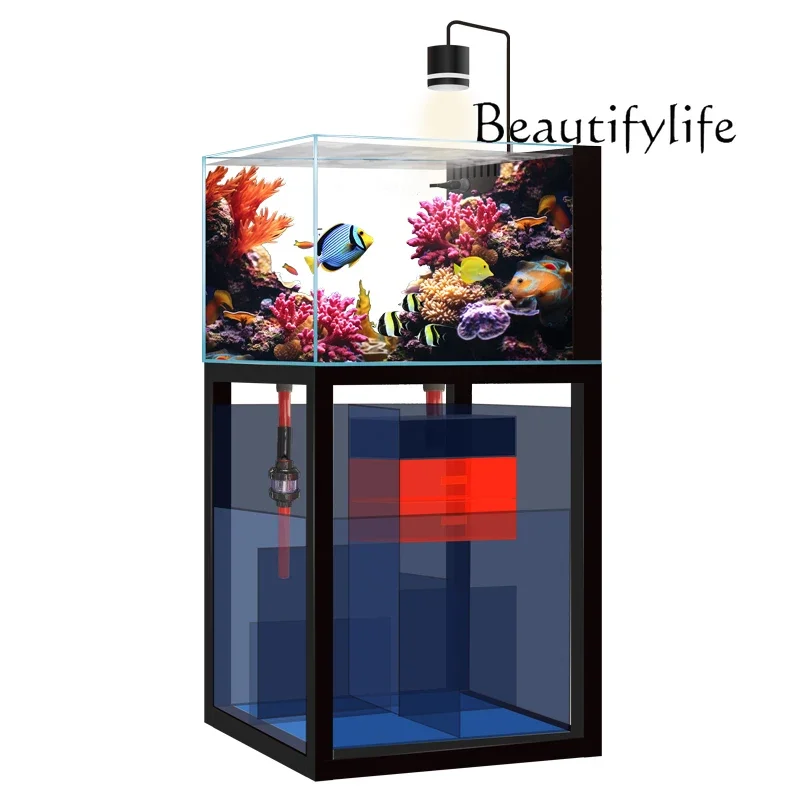 

S filter fish tank ultra-white glass coral landscaping floor aquarium Small seawater tank living room household bottom
