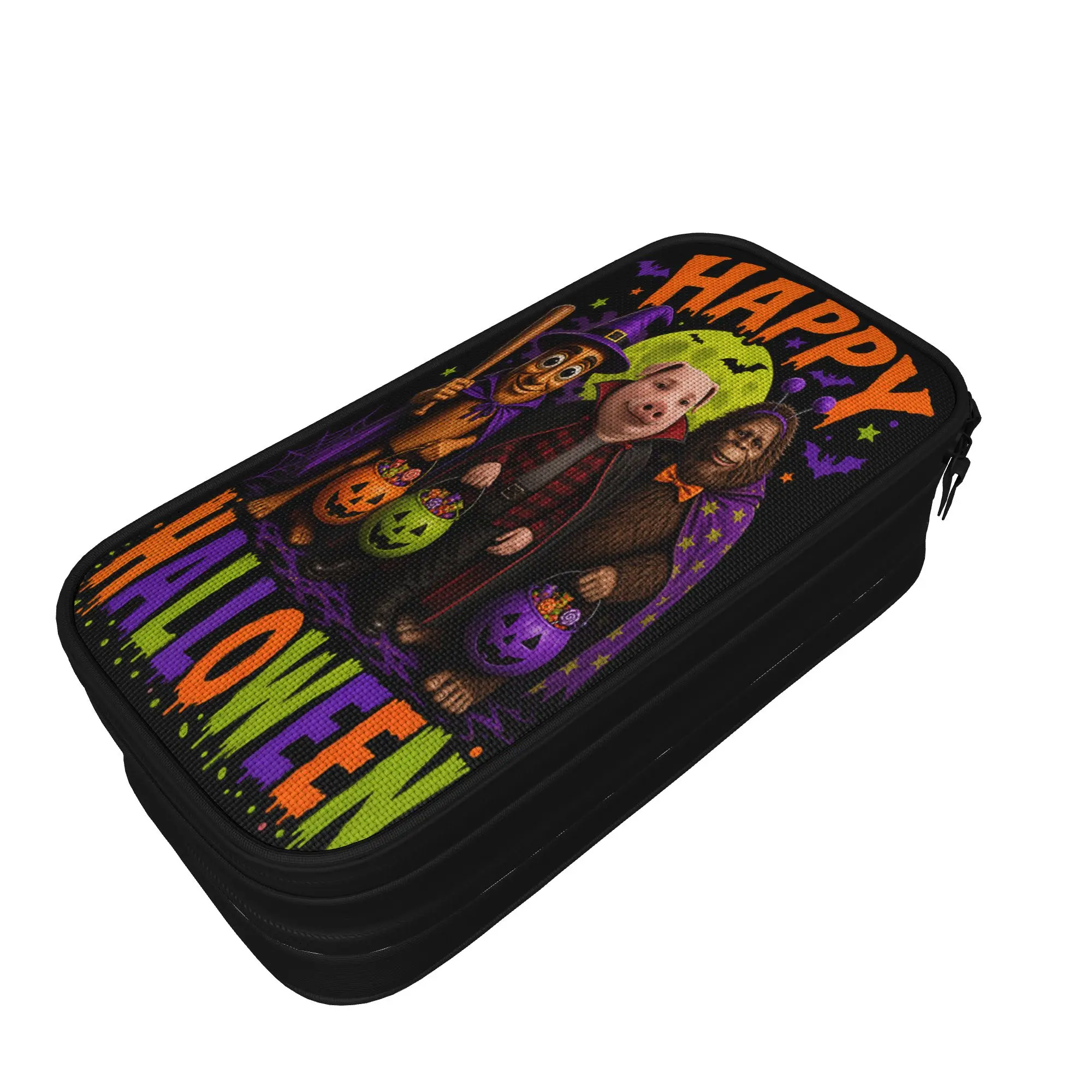 Cool Pencil Case Happy Halloween Tung Tung John Pork Bigfoot Brainrot Meme Pencil TSchool Pencil Cases Boy Stationery Organizer