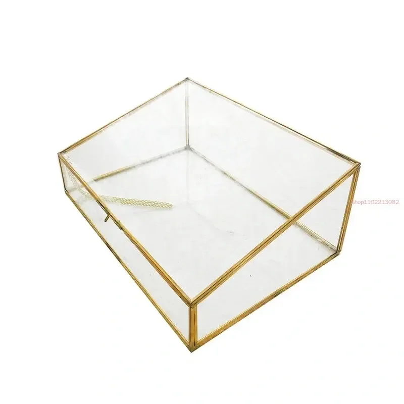 Imagem -05 - Polygonal Vintage Copper Side Glass Jewelry Storage Box para Mulheres Home Display e Organizador de Maquiagem