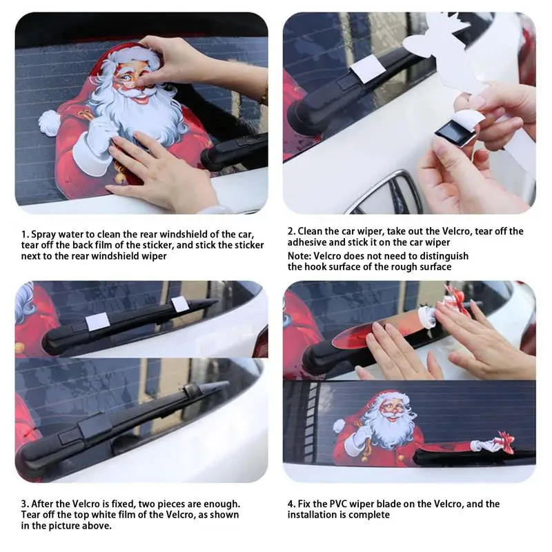 Santa Claus Car Decal Funny Santa Waving Christmas Decorative Sticker Santa Waving Arm Sticker For Rear Window Windshield