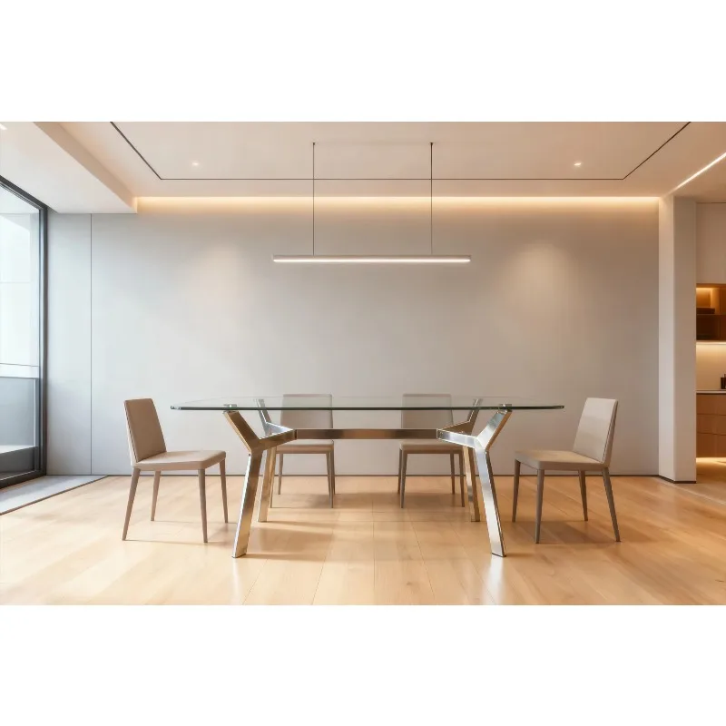 

#Modern Simple Style Metal Dining Table Adjustable Height Legs For Apartment Hotel Use 8 Seater