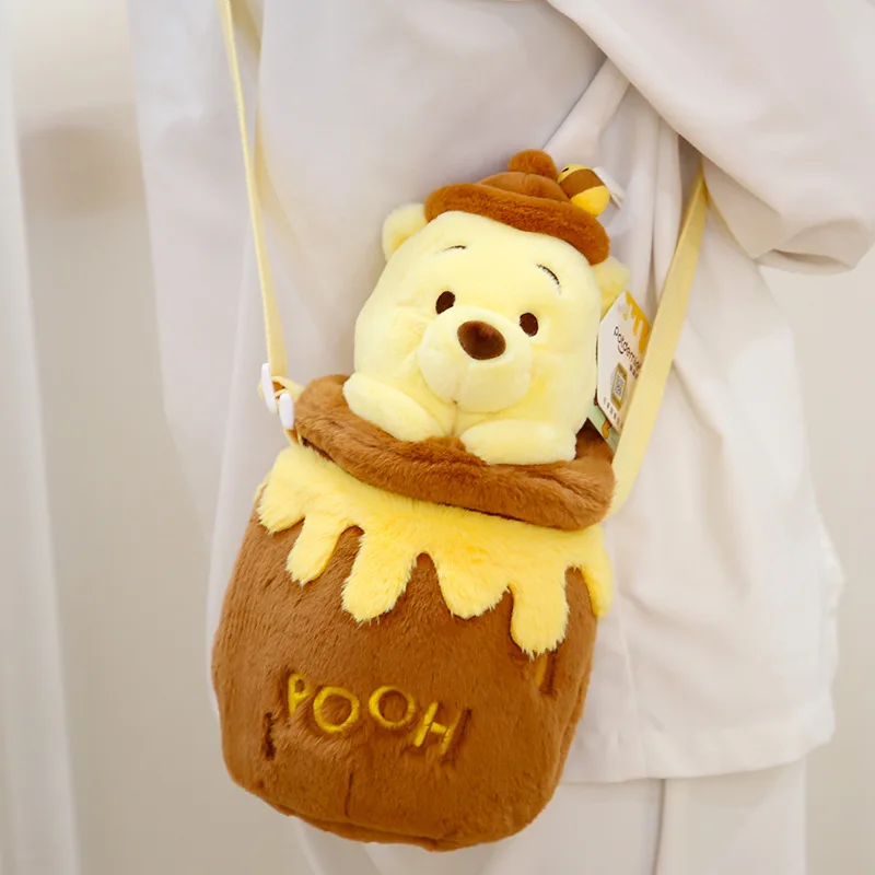 Disney Pooh Bear New Plush Crossbody Bag Luxury Brand Original Mini Women's Bag 3d Cartoon One Shoulder Crossbody Bag Gift