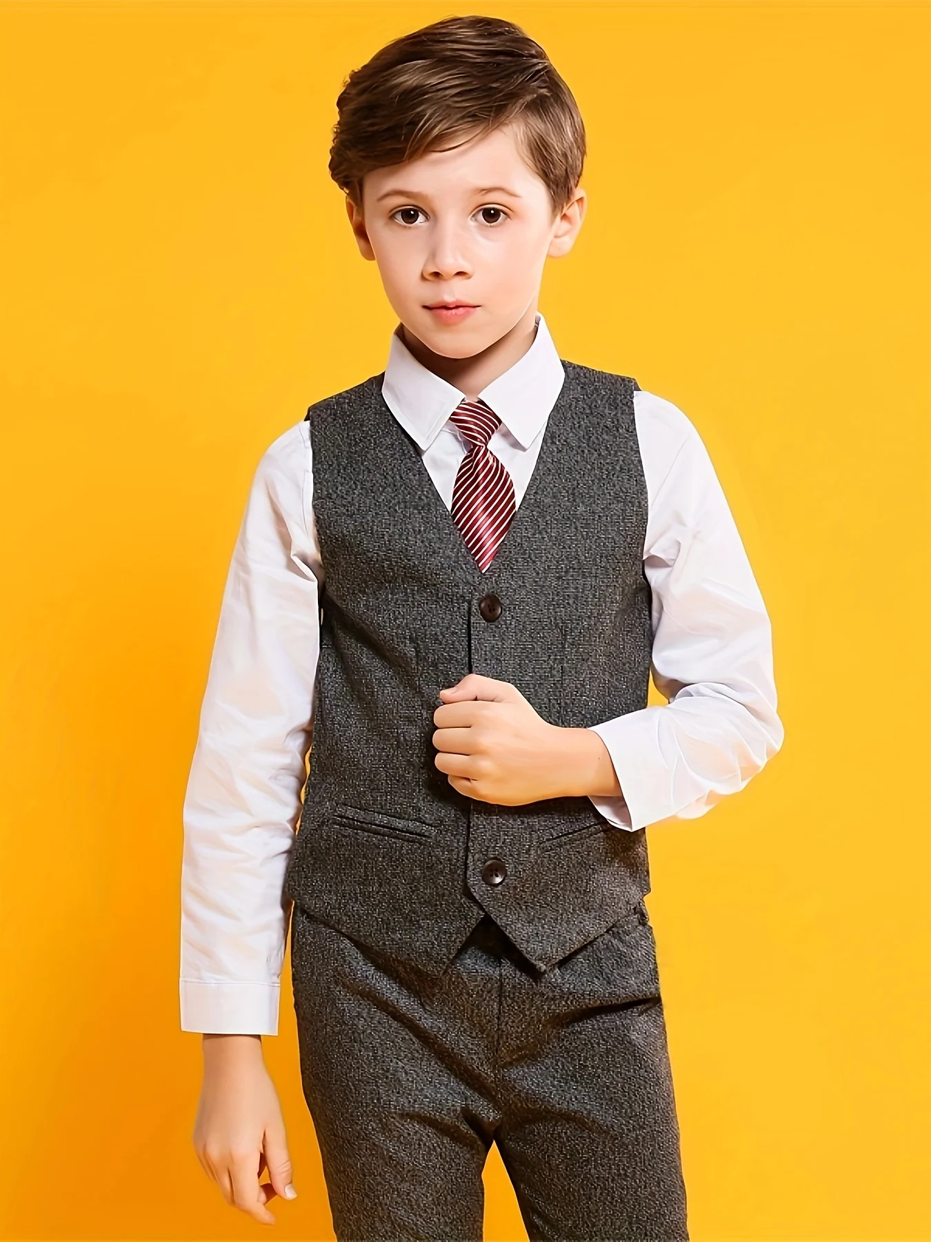 어린이 봄 가을 게리 4 개/대 재킷 조끼 바지 넥타이 웨딩 드레스 소년 사진 정장 어린이 생일 파티 의상