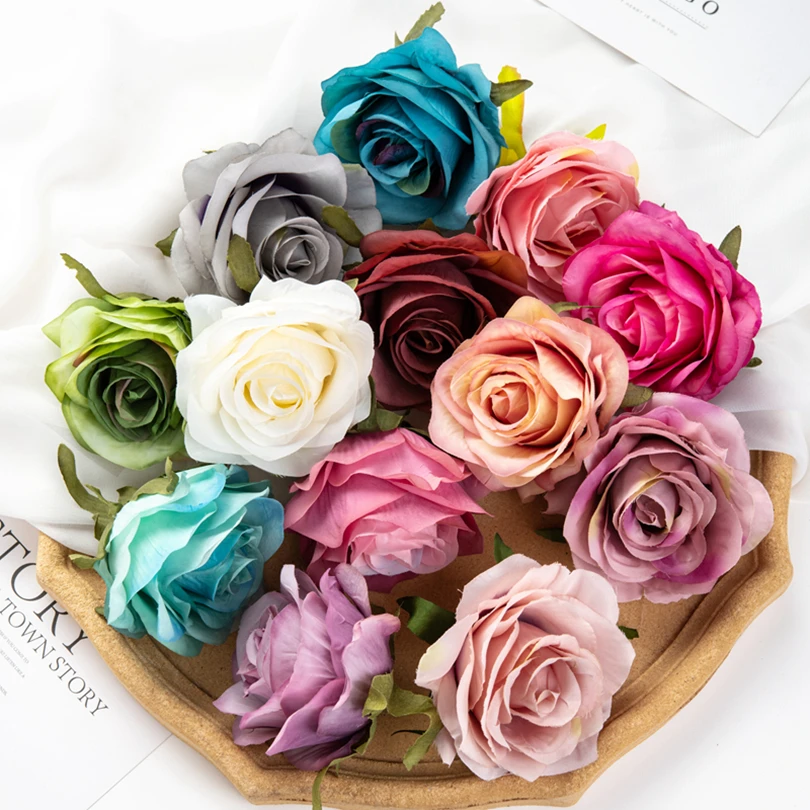 5/10 Stück Künstliche Rosen Hochwertige Hochzeits-Brautaccessoires Kopfschmuck Bogen Heimdekoration Festival-Kranz DIY-Requisite Scrapbook