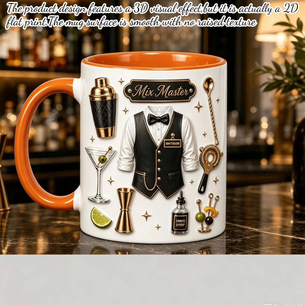 Custom Name Bar Bartender Theme Mug 11oz Personalized Bartender Coffee Cup 2D Printed Cocktail Shaker Vest Martini Glass Gift Mi