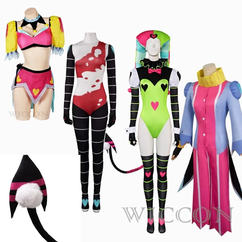 

Fizzarolli Cosplay Jumpsuits Tail Costume Cartoon Helluva Cosplay Boss Disguise Outfits Women Bodysuits Set Halloween Party Suit