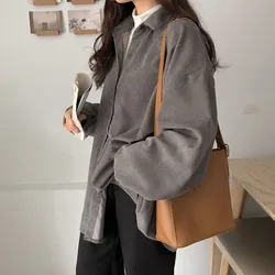 XEJ Corduroy Shirt Women's Long Sleeve Top Women's Outerwear Women's Autumn Coat Korean Fashion Brand Clothing