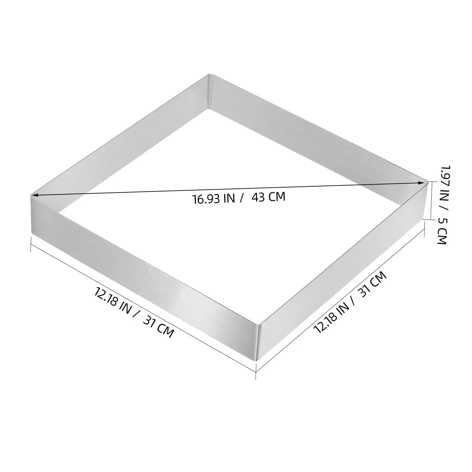 17 بوصة الفولاذ المقاوم للصدأ قالب الكعكة مربع موس الدائري ارتفاع درجة الحرارة مقاومة الخبز أداة للمعجنات كوكي العجين ساندويتش #2