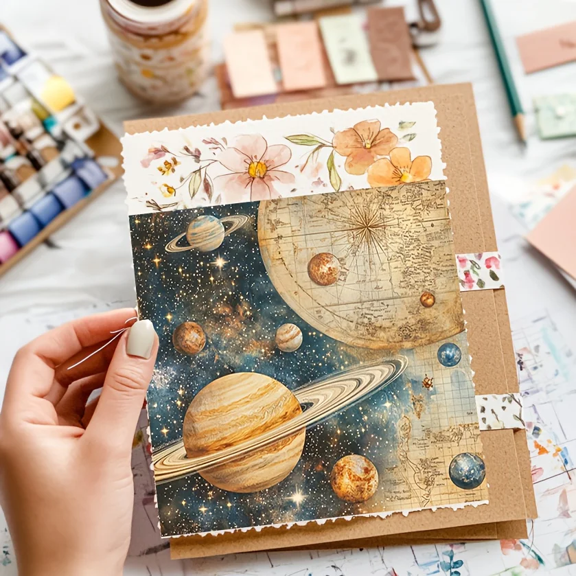 Paquete de 36 hojas de papel para álbum de recortes con cielo estrellado de 6x6 pulgadas, papel decorativo para álbum de recortes con patrón artístico, papel decorativo DIY